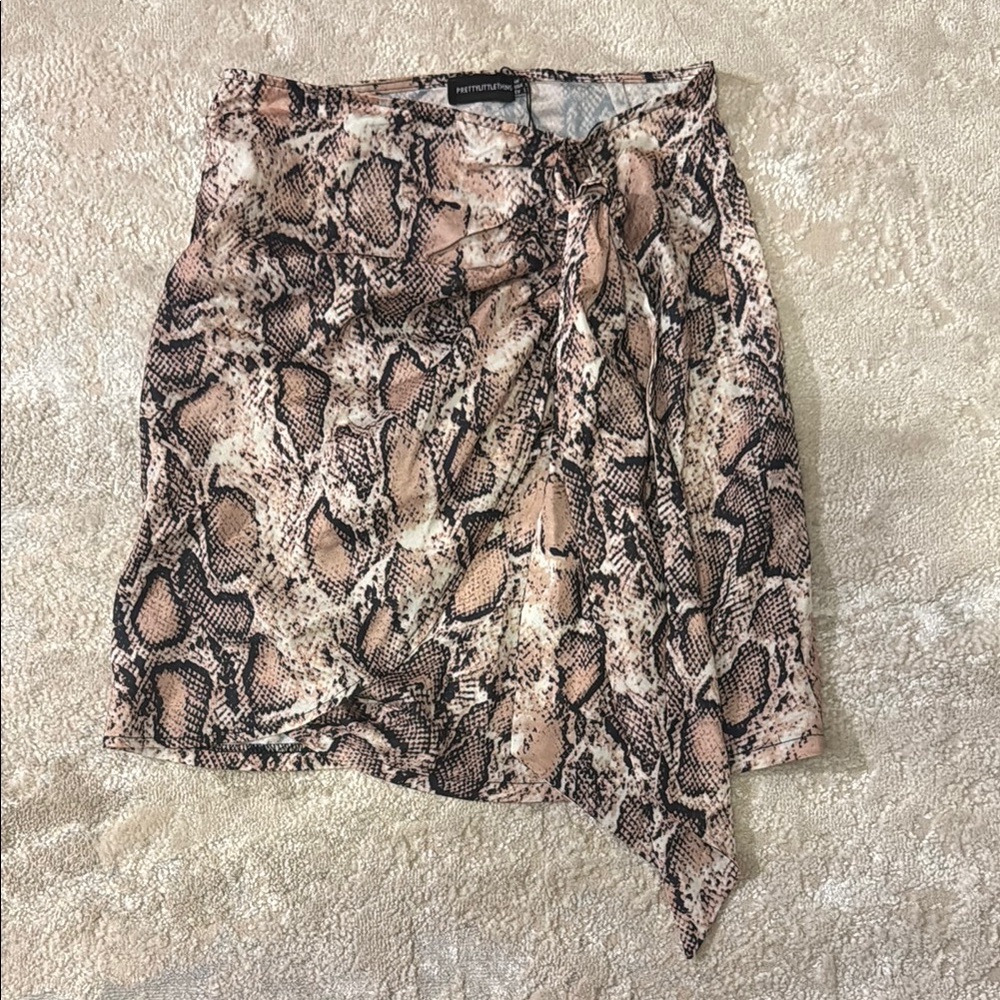 Prettylittlething Snake Print Skirt